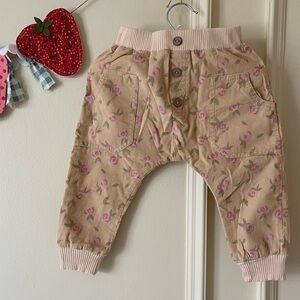 Wild Wawa Oat Roses baby pants soft yellow size 12-18 months